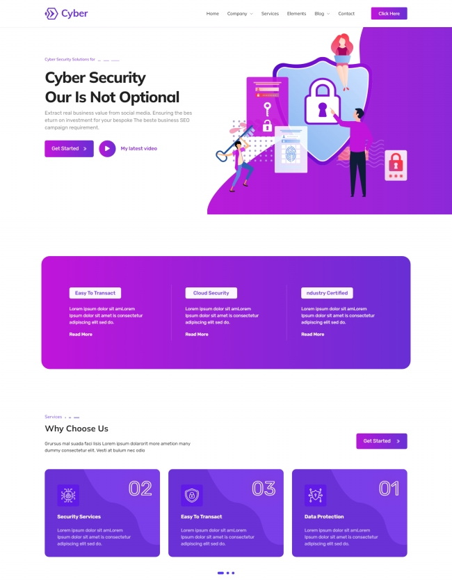 开封市紫色风格网络安全服务公司网站模板